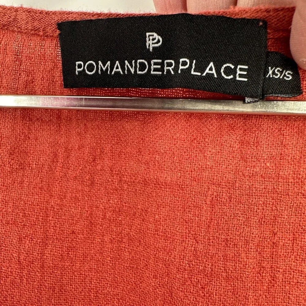 Pomander Place Rust Orange Ramie Katie Caftan Mini Length sz XS/S Swim Cover-up